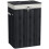 Foldable Bamboo Laundry Basket 72L with Lid, Canvas Laundry Bag, Black 1
