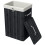 Foldable Bamboo Laundry Basket 72L with Lid, Canvas Laundry Bag, Black 2