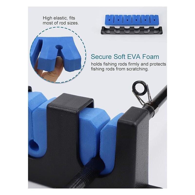 Fish Rack Sport Horizontal Fishing Rod Rack Holders Wall-Mounted Fish Pole Holder for ...