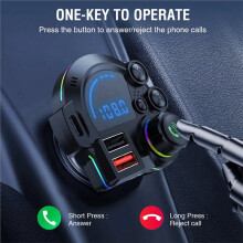 Car 5.3 FM Transmitter MP3 Music Player QC3.0 & PD 20W Dual Fast Charging Car Charger Adapter Wireless
