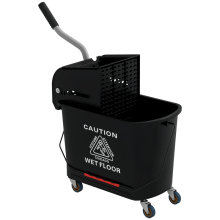 20L Mop Bucket with Wringer, Wheels and Handle, Plastic, Black