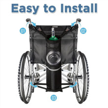 Oxygen Tank Holder for Wheelchiars, Oxygen Cylinder Bag with Adjustable Zippers and Mesh Storage Pockets