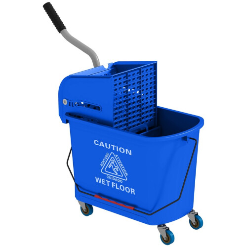 20L Mop Bucket with Wringer, Wheels and Handle, Plastic, Blue
