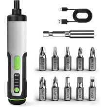 Electric Screwdriver Cordless Power Screwdrivers Set Tool Kit 10 Bits 3 Torque Settings for Furniture Bike Repair Tool