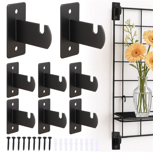 12 Pcs Gridwall Mount Brackets, Metal Grid Wall Panel Display Hooks with Screws, Space Saving Grid Hangers 1