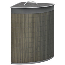 Bamboo Laundry Basket 55L with Lid, Handle and Removable Laundry Bag, Grey