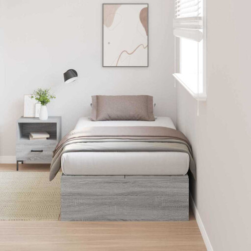 VidaXL vidaXL Storage Bed Frame Grey Sonoma 80 x 200 cm Engineered Wood