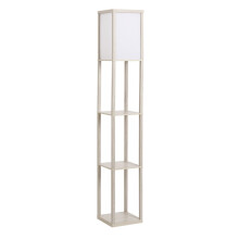 Wooden Floor Lamp with Shelves, Living Room Bedroom Standing Light