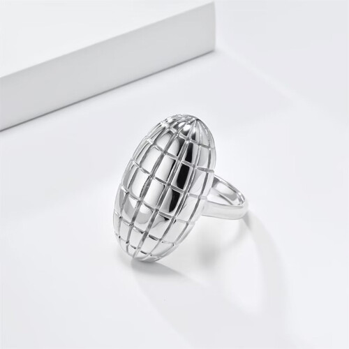 Women's Stainless Steel Oval Ring Silver Size 8 2