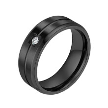 Alliance minimaliste en acier inoxydable noir, taille 8 mm