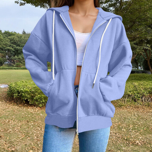 Damen-Hoodie-Jacke, hellblau, Größe S 1