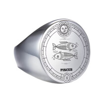 Alliance en acier inoxydable, signe du zodiaque Poissons, taille 9