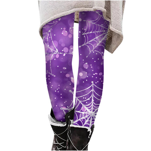 Dameleggings med græskarprint, plus size, ankellange 2