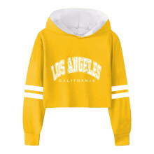 Barnhuvad tröja Los Angeles-tryck gul 140 cm