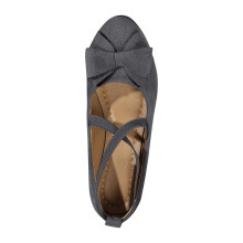 Zapatos de mujer de ante con tacón bajo y diseño de lazo.