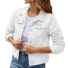 Veste en jean oversize pour femme, couleur unie, en coton flammé