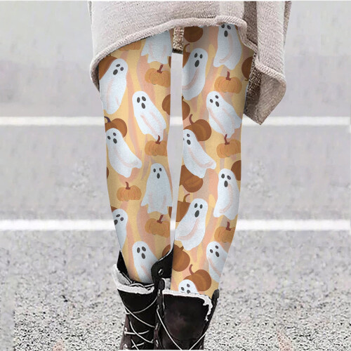 Women's Pumpkin Print Leggings Plus Size Ankle Length 1