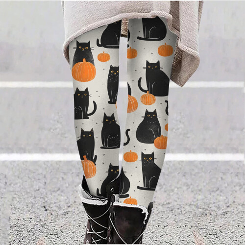Women's Halloween Batwing Print Leggings Plus Size Soft 1