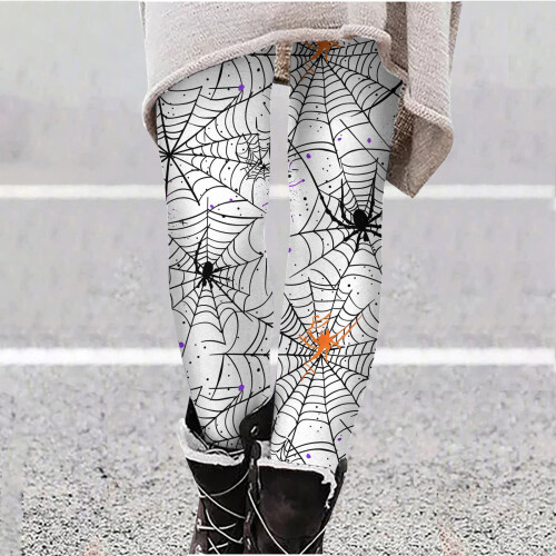 Dameleggings med græskarprint, plus size, ankellange 1