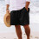 Herrevandreshorts i bomuld med elastisk talje, sort XXXXL 2