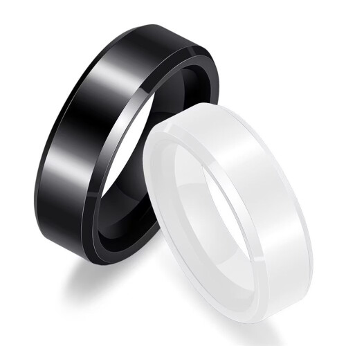 Women's Ceramic Wedding Band Ring White 6mm Size 7 2