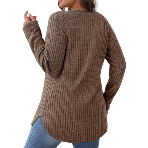 Dame casual tunika sweater løs pasform rund hals pullover XXL 2