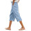 Damen-Caprihose aus hellblau gestreiftem Leinen 1