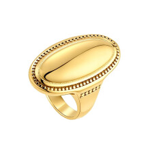Women's Stainless Steel Oval Engagement Ring Gold Size 6