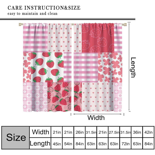 Pink Strawberry Floral Patchwork Curtains Rod Pocket 1