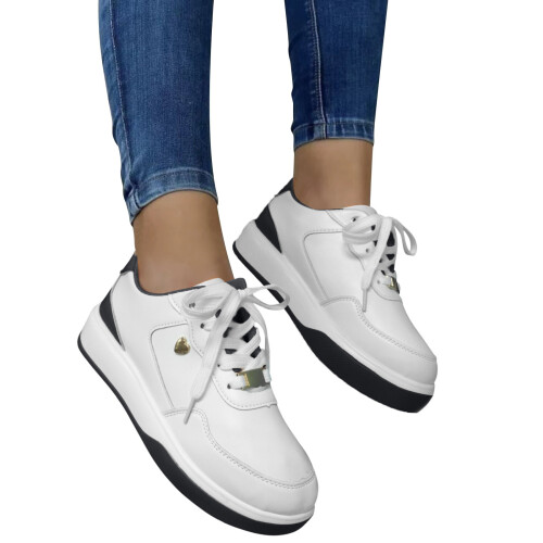 Γυναικείες κάλτσες sneaker με χρωματικά μπλοκ, αντιολισθητικές, χοντρές, με κορδόνια 1