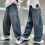 Pigers uniform joggingbukser blå lige ben elastik 10-11 6