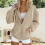 Hettegenser til dame, oversized, beige XL 7