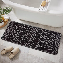 Boho badkamerloper, antislip, grijs fluweel, 20x59 inch