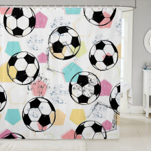 Kinderdouchegordijn met voetbalmotief, waterdicht, 72x72 inch.