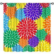 Rainbow Dahlia Curtains Abstract Red Purple Green Blue