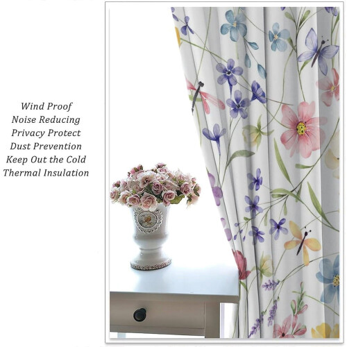 Cortinas florais com estampa natural para quarto, sala de estar e cozinha. 1