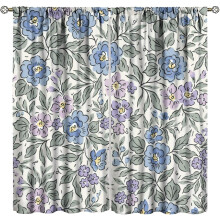Watercolor Floral Curtains Modern Minimalist 2 Panels