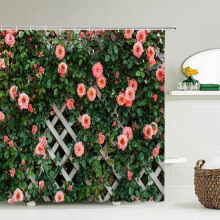 Duschvorhang aus Polyester, wasserdicht, 3D-Blumenmuster