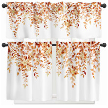 Orange Floral Kitchen Curtains and Valances Set 36 Inches