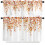 Orange Floral Kitchen Curtains and Valances Set 36 Inches 1