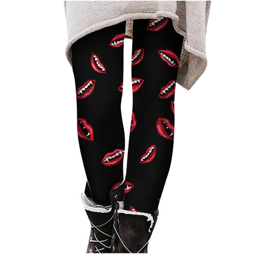 Women's Halloween Batwing Print Leggings Plus Size 2
