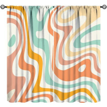 Retro 70s Groovy Curtains Teal Orange Spiral 84x84 in