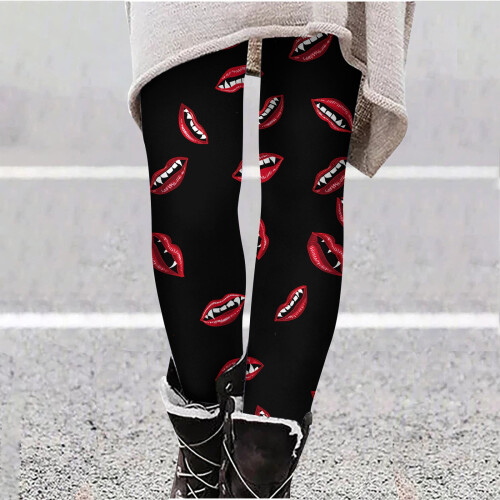Women's Halloween Batwing Print Leggings Plus Size 1