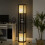 Modern Floor Lamp with 2 Shelves, Pull Chain Switch, Black White 4