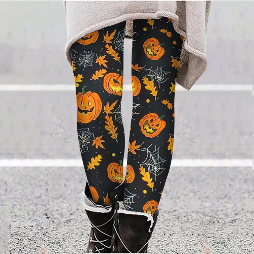 Women's Halloween Batwing Print Leggings Plus Size Soft 1