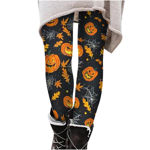Women's Halloween Batwing Print Leggings Plus Size Soft 2