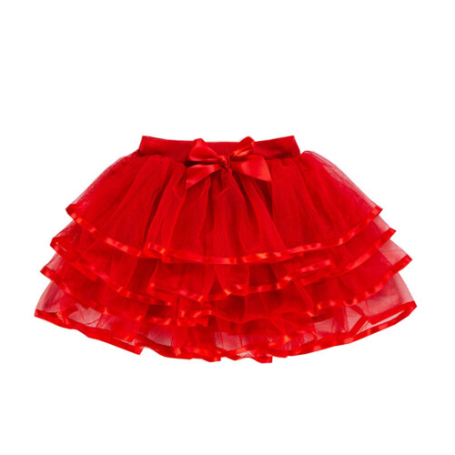 Mädchenkleid mit Faltenrock, Schleife und Rüschen, Rot, Größe 1
