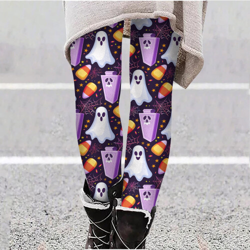 Women's Pumpkin Print Leggings Plus Size Ankle Length 1