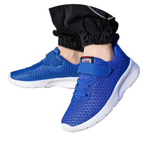 Åndbare brede drengesneakers til småbørn i blå 1