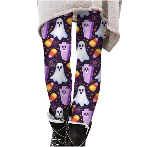 Dameleggings med græskarprint, plus size, ankellange 2